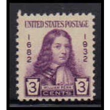 724 3c William Penn Just Clears MNH O3479