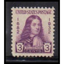 724 3c William Penn Fine MNH O3593