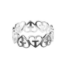 Ring MultiHeart/Cross Silver Plated Sz 4[ ]