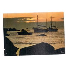 Sunset, BRETAGNE,Brittany, France.. used postcard 1985 postmark #
