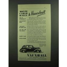 1939 Vauxhall 12 Car Ad - Monte Carlo Rally