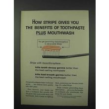 1960 Stripe Toothpaste Ad - Benefits of Mouthwash