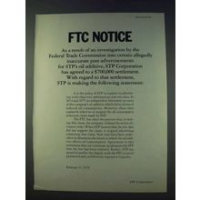 1978 STP Oil Additive Ad - FTC Notice