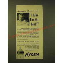 1956 Hygeia Nursing Bottles Ad - Rosemary Clooney says I like Hygeia Best