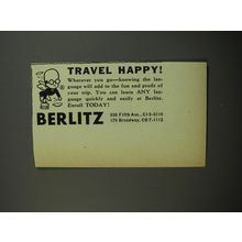 1954 Berlitz School of Languages Advertisement - Travel Happy