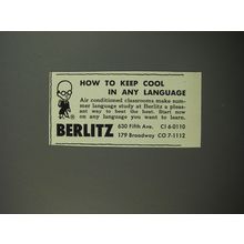 1954 Berlitz School of Languages Ad - How to keep cool in any language