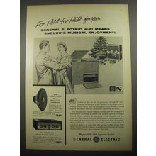 1956 General Electric Ad - Golden Co-Ax Loudspeaker and Convertible Amplifier