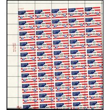 C90, Remarkable Misperfed 31¢ Error Sheet of 50 Airmail Stamps - Stuart Katz