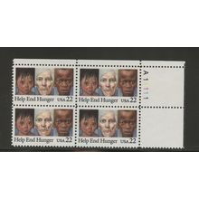 US 2164, 1985 22c Help End Hunger, UR PBof4, VF, MNH (US160)