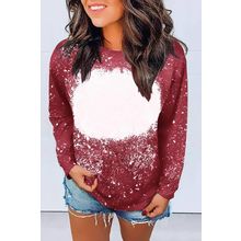 Red Tie-dyed Crew Neck Pullover Sweatshirt