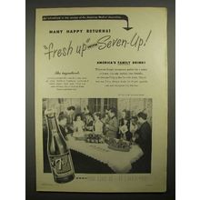 1947 7up Soda Ad - Many Happy Returns, Fresh up