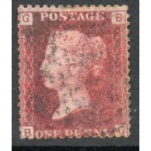 sg43 1d red plate 166 fine used " B G " (reds)