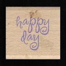 Happy Day Wood Mounted Rubber Stamp. App 3.5x3.5cm. Stamping Crafts