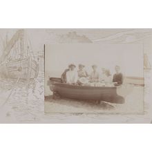 Ladies Boat Sailing Guided Trip Antique Real Photo Postcard