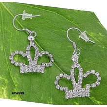 Rhinestone Crown Earrings - Clear - ER-AEA59S