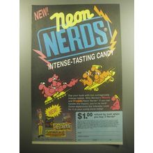 1993 Willy Wonka Neon Nerds Candy Ad - New Neon Nerds intense-tasting candy