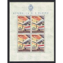 San Marino Rolls Royce Dart 527 Turboprop engine Aircraft Sheetlet of 4 1965