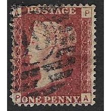 GB 1858 QUEEN VICTORIA 1d RED PLATE 153 USED SG43 / 44 " PA "