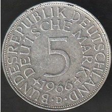 1966 D Germany 5 Mark Silver Coin