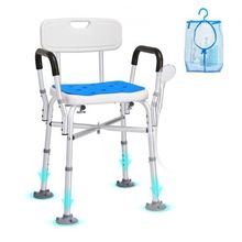 Shower Chair Seat with Padded Arms and Back, Shower Stool with Reinforced Cr...