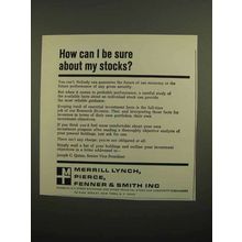 1966 Merrill Lynch Ad - How Can I Be Sure About Stocks