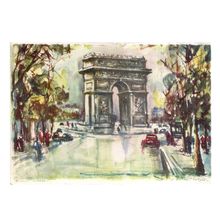 L'ARC DE TRIOMPHE, PARIS, FRANCE. artist, Marius Girard used postcard 1970 #