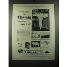 1954 Universal-Rundle Lavatories Ad - Chateau, Carlton, Cathleen, Ledgemaster