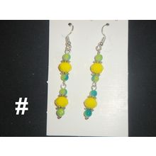 Vibrant yellow with blended turquoise & yellow glass swing earrings