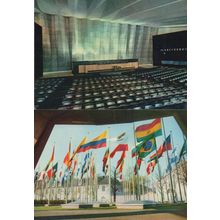 United Nations Main Conference Hall Flags 2x Postcard s