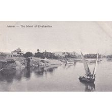 Assuan from Elephantine Island Old Egyptian Boats Postcard