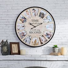 Large Picture Frames Collage Wall Clock, Vintage Rustic Clock Wall Decor, Big Fa