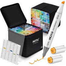 Alcohol Markers, [Beginner Preferred] 100 Vibrant Colors & Dual Tips Art Markers