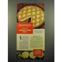 1951 Sunkist Lemons Ad - Lemon Cheese Cake Pie