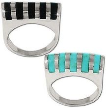 Sterling Silver High Interlace Inlaid Genuine Stone Ring