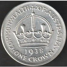 1938 Australia 1 Crown Silver Coin