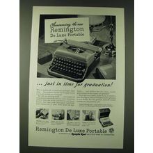 1948 Remington De Luxe Portable Typewriter Ad - Just in Time for Graduation