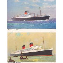 RMS Parthia Mauretania 2x Cunard Line Ship Old Postcard s