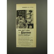 1954 Keystone Riviera Movie Camera Ad - You can't miss with Keystone