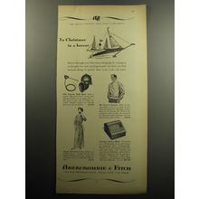 1957 Abercrombie & Fitch Ad - Bull Horn; Mt. Everest Sweater; Jaeger Gown