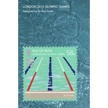 2012 Olympic Games Swimming 58p London Race Isle Of Man Postcard