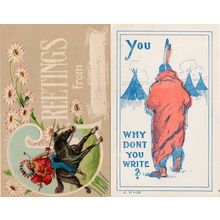 Why Dont You Write Red Indian Greetings 2x Old Postcard s