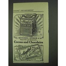 1908 Huyler's Cocoas and Chocolates Ad