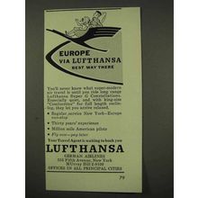 1956 Lufthansa Airlines Ad - Best Way There
