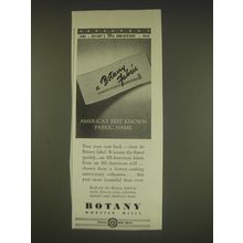 1939 Botany Worsted Mills Ad - America's best known fabric name
