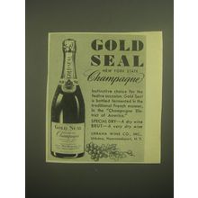 1945 Gold Seal Champagne Ad - New York State Champagne