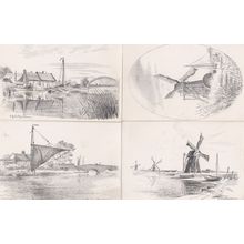 Norfolk Rackham Jarrolds 5x Antique Drawing Postcard s