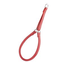 Dog Pet Round Leather Martingale Collar W1/2" - L24", Red