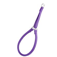 Dog Pet Round Leather Martingale Collar W1/3" - L18", Purple