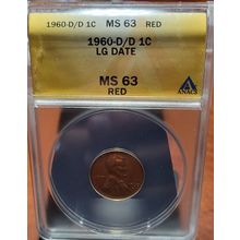 1960-D/D Large Date MS63 Red One Cent Coin