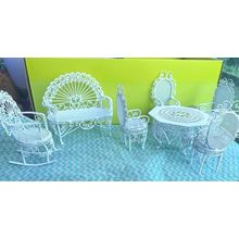 Set of White Wire Furniture for a Dollshouse Garden or Patio